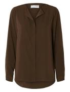 Slfsim -Dynella Ls Shirt O Brown Selected