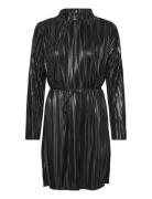 Slfnaline Ls High Neck Short Plisse Dres Black Selected