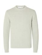 Slhdane Ls Knit Structure Crew Neck Noos Grey Selected
