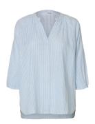 Slfalberta 3/4 Stripe Shirt Noos Blue Selected