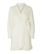 Slfanelli Ls Short Wrap Dress B White Selected