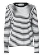 Slfessential Ls Striped O-Neck Tee Noos Black Selected