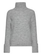 Slfsia Ras Ls Knit High Neck Grey Selected