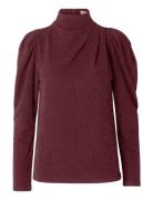 Slfmarwa Ls High Neck Top Burgundy Selected