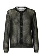 Slfsadie Metallic Ls Knit Cardigan Black Selected