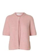 Slfsia Ras 2/4 Rib Knit Cardigan Noos Pink Selected