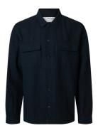 Slh-Leroy Linen Blend Overshirt Ls Noos Navy Selected