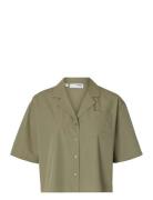 Slfblair Ss Cropped Shirt B Khaki Selected