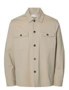 Slhreg Lorent Bi-Stretch Overshirt Noos Beige Selected