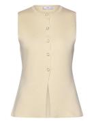 Fine-Knit Waistcoat With Buttons Cream Mango
