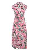 Printed Shirt Dress With Belt Pink Mango