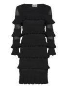 Violet Frill Knitted Mini Dress Black Malina