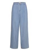 Wide Leg Lyocell Pants With Pleats Blue Mango