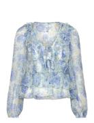 Floral Ruffled Blouse Blue Mango