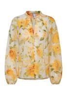 Floral Cotton Blouse Yellow Mango