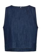 Rinse-Wash Denim Crop Top Navy Mango