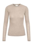 Niniagz Ls Wool Roundneck Noos Beige Gestuz