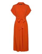 Belted Crepe Dress Orange Lauren Ralph Lauren