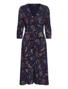 Floral Surplice Stretch Jersey Dress Navy Lauren Ralph Lauren