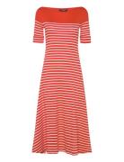 Striped Cotton Midi Dress Orange Lauren Ralph Lauren