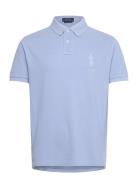 Custom Slim Fit Big Pony Mesh Polo Shirt Blue Polo Ralph Lauren