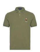 Custom Slim Polo Bear Mesh Polo Shirt Khaki Polo Ralph Lauren