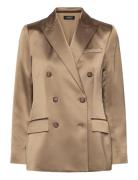Double-Breasted Charmeuse Blazer Beige Lauren Ralph Lauren