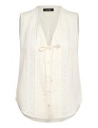 Embroidered Voile Sleeveless Blouse Cream Lauren Ralph Lauren