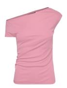 Jersey Asymmetrical Off-The-Shoulder Top Pink Lauren Ralph Lauren