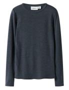 Nknwax Wool Rib Ls Top Navy Name It