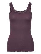 Silk Top W/ Lace Burgundy Rosemunde