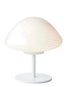 Mini Mush Table Lamp, Glass Head, Metal Base White Halo Design