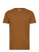 Mouliné O-Neck Tee S/Smouliné O-Neck Tee S/S Brown Lindbergh