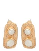 Combined Textured Earrings Gold Mango