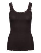 Silk Top W/ Lace Brown Rosemunde