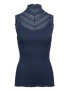 Rwbenita Sl Turtleneck Lace Top Navy Rosemunde