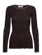 Rwbernadine Organic Ls O-Neck Lace Brown Rosemunde
