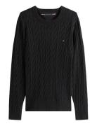 Classic Cotton Cable Crew Neck Black Tommy Hilfiger