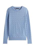 Classic Cotton Cable Crew Neck Blue Tommy Hilfiger