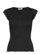Rwbaybay Ss Lace T-Shirt Black Rosemunde