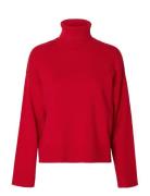 Slfkamma Ls Knit Roll Neck Noos Red Selected