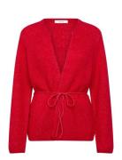 Slfsia Ras Ls Knit Belt Cardigan Red Selected