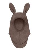 Balaclava Ears Wool Fleece Brown Huttelihut