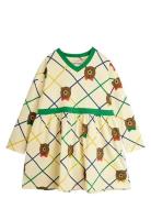 Bear Check Aop Ls Dress Cream Mini Rodini