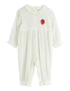 Strawberry Emb Schiffli Jumpsuit White Mini Rodini