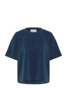 Hellemw Emb Boxy Tee Blue My Essential Wardrobe