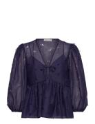 1608 Organza, Long Sleeve Bow Top Purple STINE GOYA
