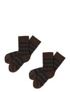 2-Pack Check Socks Brown FUB