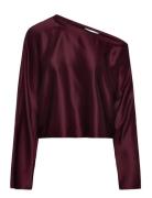 Alma Satin Blouse Burgundy Ahlvar Gallery