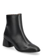 Boots - Block Heel With Zipper Black ANGULUS